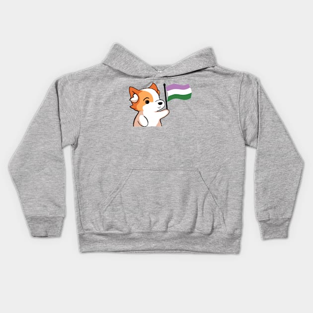 Genderqueer Pride - Corgi Version Kids Hoodie by Forsakendusk